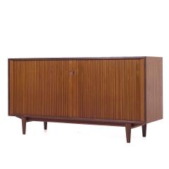  Dux Dux Mid Century Walnut Tambour Door Credenza and Hutch - 3961357