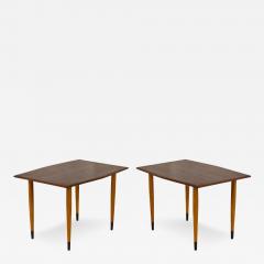  Dux Pair of Modern Teak and Brass Side Tables by Dux of Sweden - 2878992