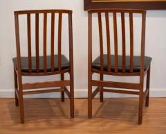  Dux of Sweden Rare 1960s Set of 6 DUX Dining Chairs 2 Arm 4 Side Walnut Black Leather - 4033296