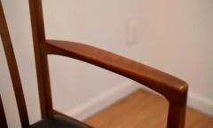  Dux of Sweden Rare 1960s Set of 6 DUX Dining Chairs 2 Arm 4 Side Walnut Black Leather - 4033297