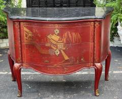  E J Victor Red Chinoiserie Black Marble Commode Newport Historic Mansion Collection - 2789827