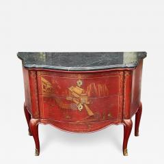  E J Victor Red Chinoiserie Black Marble Commode Newport Historic Mansion Collection - 2791196
