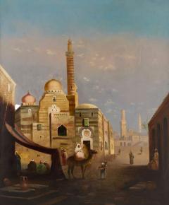  E Jeel Large antique Orientalist oil painting of a street scene by E Jeel - 4248525