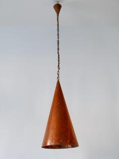  E S Horn Aalestrup XL Mid Century Modern Copper Pendant Lamp by E S Horn Aalestrup Denmark 1950s - 2893787