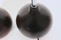  ESA Denmark Pair Solid Staved Deep Teak Onion Table Lamps 1970s - 2330119