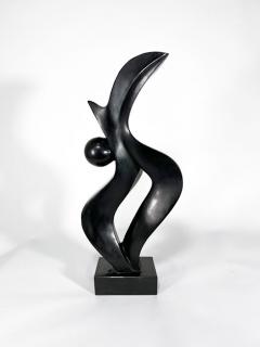  EVELYNE BRADER FRANK Swiss Modern Black Basalt Abstract Sculpture Evelyne Brader Frank Angoona  - 4602190