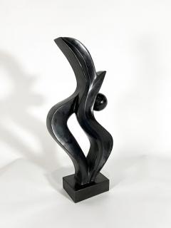 EVELYNE BRADER FRANK Swiss Modern Black Basalt Abstract Sculpture Evelyne Brader Frank Angoona  - 4602192
