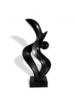  EVELYNE BRADER FRANK Swiss Modern Black Basalt Abstract Sculpture Evelyne Brader Frank Angoona  - 4604666