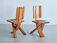  Eb nisterie Seltz Sculptural Set of Four Eb nisterie Seltz Dining Chairs in Oak France 1970s - 3346957