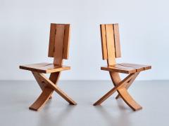  Eb nisterie Seltz Sculptural Set of Four Eb nisterie Seltz Dining Chairs in Oak France 1970s - 3346958