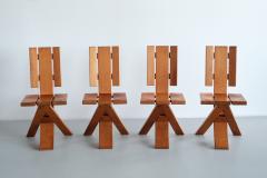  Eb nisterie Seltz Sculptural Set of Four Eb nisterie Seltz Dining Chairs in Oak France 1970s - 3346959