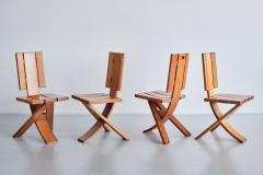  Eb nisterie Seltz Sculptural Set of Four Eb nisterie Seltz Dining Chairs in Oak France 1970s - 3346961