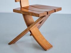  Eb nisterie Seltz Sculptural Set of Four Eb nisterie Seltz Dining Chairs in Oak France 1970s - 3346966