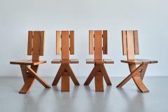  Eb nisterie Seltz Sculptural Set of Four Eb nisterie Seltz Dining Chairs in Oak France 1970s - 3346967