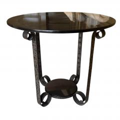  Edgar Brandt Art Deco Edgar Brandt Style Wrought Iron Black Marble Tulip Side Table 1 of 2 - 4663935