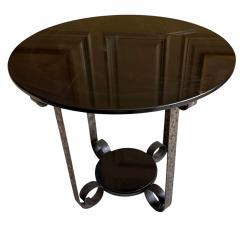  Edgar Brandt Art Deco Edgar Brandt Style Wrought Iron Black Marble Tulip Side Table 1 of 2 - 4663936