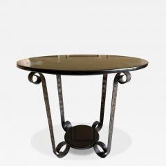  Edgar Brandt Art Deco Edgar Brandt Style Wrought Iron Black Marble Tulip Side Table 1 of 2 - 4682297