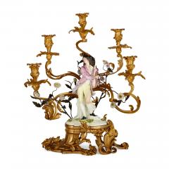  Edme Samson et Cie A pair of large Louis XV style gilt bronze and Samson porcelain candelabra - 2776215