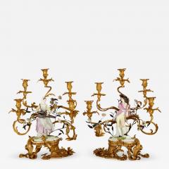  Edme Samson et Cie A pair of large Louis XV style gilt bronze and Samson porcelain candelabra - 2778548