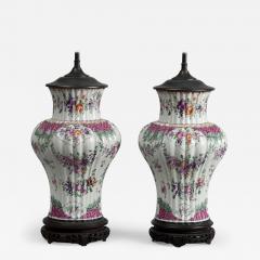  Edme Samson et Cie Pair of Samson Vases Lamped Circa 1880 - 112673