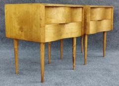  Edmond J Spence Restored Pair of Edmund Spence Golden Birch Wavy Front Nightstands Sweden 1950s - 3208703