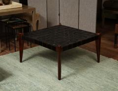  Edmond J Spence Rosewood Leather Ottoman - 4263403