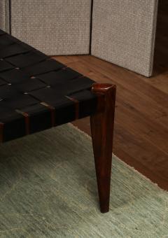 Edmond J Spence Rosewood Leather Ottoman - 4263404