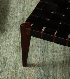  Edmond J Spence Rosewood Leather Ottoman - 4263405