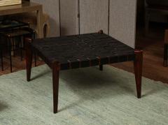  Edmond J Spence Rosewood Leather Ottoman - 4263406
