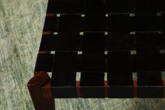  Edmond J Spence Rosewood Leather Ottoman - 4263407