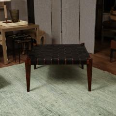 Edmond J Spence Rosewood Leather Ottoman - 4263408