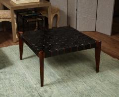  Edmond J Spence Rosewood Leather Ottoman - 4263410