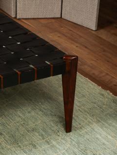  Edmond J Spence Rosewood Leather Ottoman - 4263411