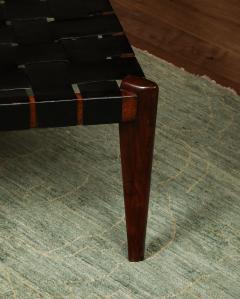  Edmond J Spence Rosewood Leather Ottoman - 4263413