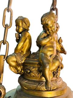  Edward F Caldwell Co Caldwell Lighting MAGNIFICIENT ANTIQUE DORE BRONZE CHERUB AND LION HEAD CHANDELIER - 4405746