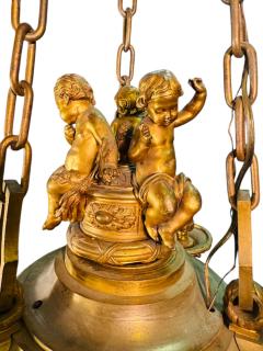  Edward F Caldwell Co Caldwell Lighting MAGNIFICIENT ANTIQUE DORE BRONZE CHERUB AND LION HEAD CHANDELIER - 4405747
