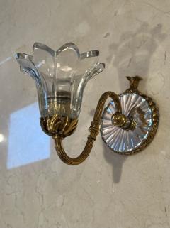  Edward F Caldwell Co Caldwell Lighting MIRRORED GLASS MEDALLION GILT BRONZE GLASS FLOWER ART DECO SCONCES - 2807437