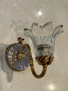  Edward F Caldwell Co Caldwell Lighting MIRRORED GLASS MEDALLION GILT BRONZE GLASS FLOWER ART DECO SCONCES - 2807438