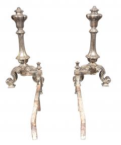  Edward F Caldwell Co Caldwell Lighting Pair Of Silvered Brass Andirons Attributed To E F Caldwell - 4524441