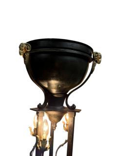  Edward F Caldwell Co Caldwell Lighting SUPERB PAIR OF PATINATED BRONZE FIGURAL BRASS RAM HEAD NEOCLASSICAL TORCHIERES - 4439074