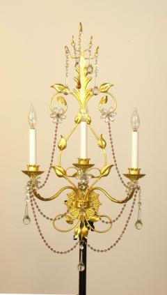  Edward F Caldwell Co Caldwell Lighting Set of 3 Gold Leaf and Amethyst Crystal Sconces - 1930000