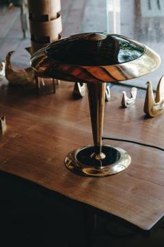  Egoluce Rare Egoluce Brass Glass Table Lamp with Original Manufacturers Label - 2563055
