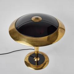  Egoluce Rare Egoluce Brass Glass Table Lamp with Original Manufacturers Label - 2563061