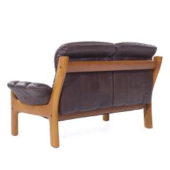  Ekornes ASA Ekornes Mid Century Danish Teak Leather Loveseat - 4479143