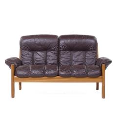  Ekornes ASA Ekornes Mid Century Danish Teak Leather Loveseat - 4479145