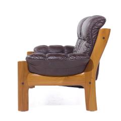  Ekornes ASA Ekornes Mid Century Danish Teak Leather Loveseat - 4479146