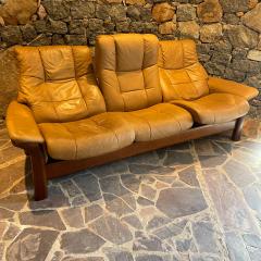  Ekornes Stressless Ekornes Sleek Stressless Reclining Sofa Tan Leather 3 Seater Windsor High Back - 2556251