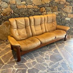  Ekornes Stressless Ekornes Sleek Stressless Reclining Sofa Tan Leather 3 Seater Windsor High Back - 2556256