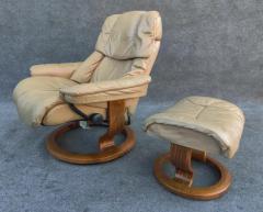  Ekornes Stressless Ekornes Stressless Adjustable Sandstone Leather Recliner Ottoman Norway Medium - 3562254