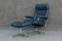  Ekornes Stressless Ekornes Stressless Stressless Lounge Chair Ottoman Navy Blue Leather Steel - 3321898